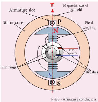 Stator core, Armature winding and 2-pole rotor