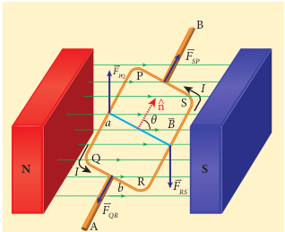 Rectangular coil placed in a magnetic field